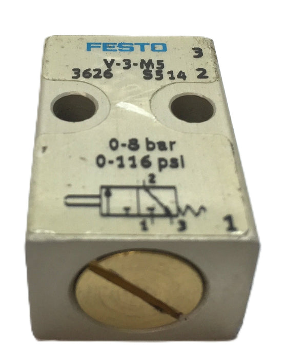 Festo Stem Actuated Valve V-3-M5 USED