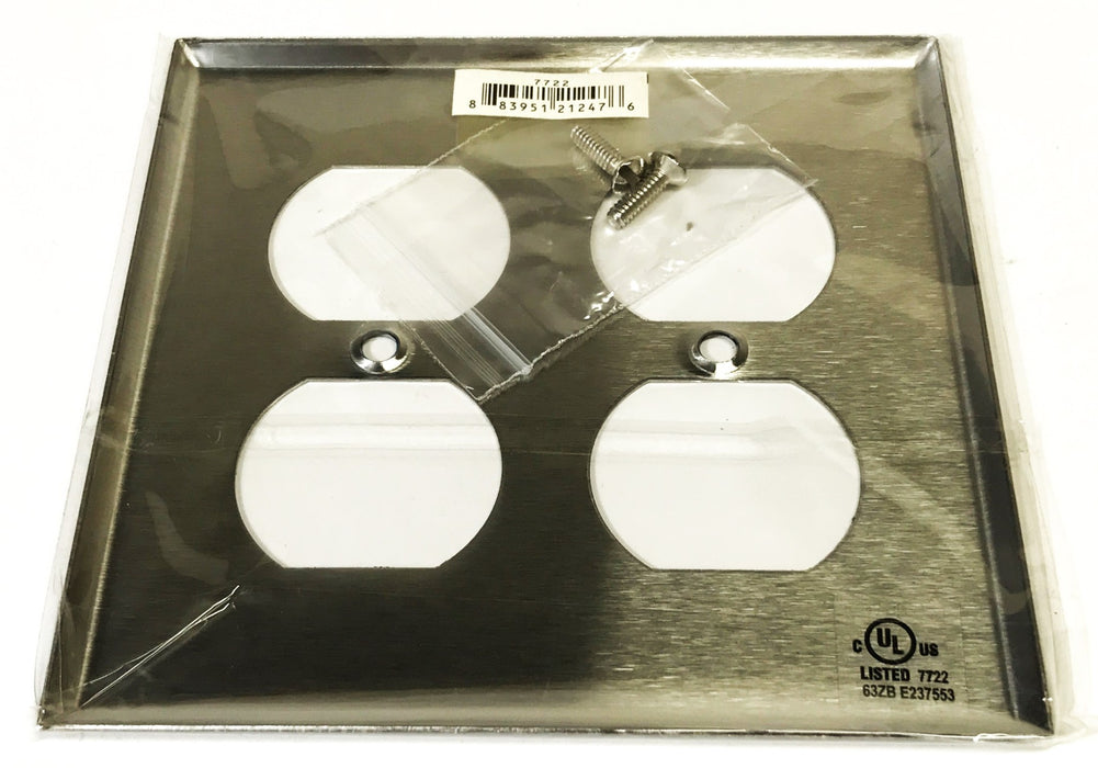Leviton Stainless Steel 2-Gang 4-Hole Wall Plate 104-84016-40 [Lot of 10] NOS