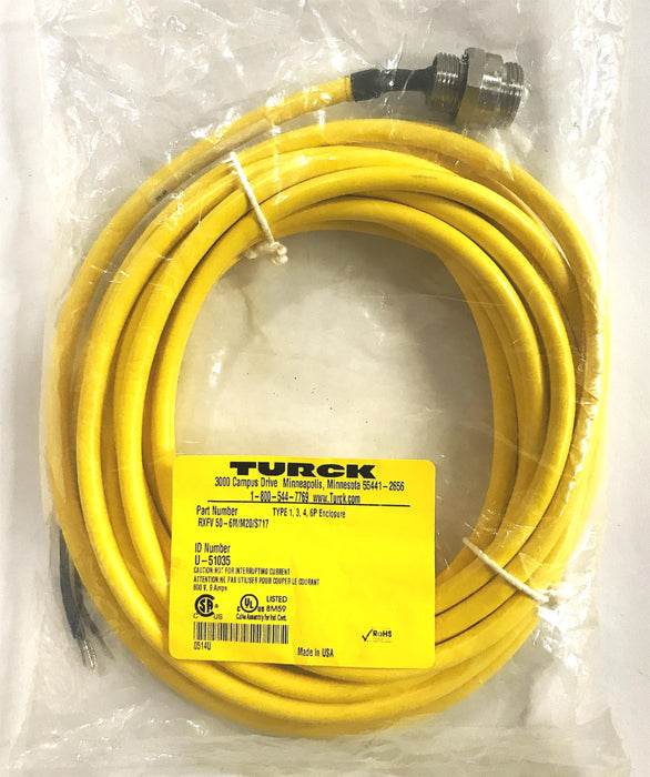 TURCK Mini-Fast Series Cord Set RXFV50-6M/M20/S717 NOS