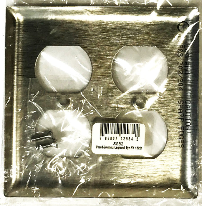 Pass & Seymour Stainless Steel 2-Gang 4-Hole Wall Plate SS82 [Lot of 10] NOS