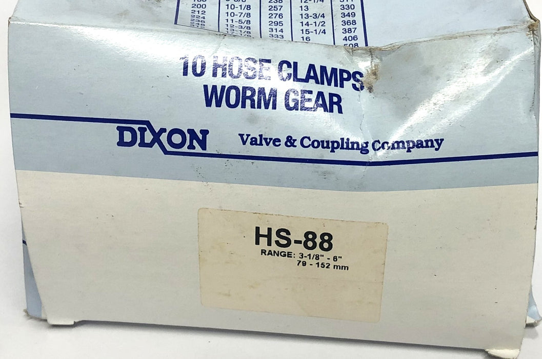 Dixon 3-1/8 to 6 Inch Worm Gear Clamp HS88 [Lot of 10] NOS
