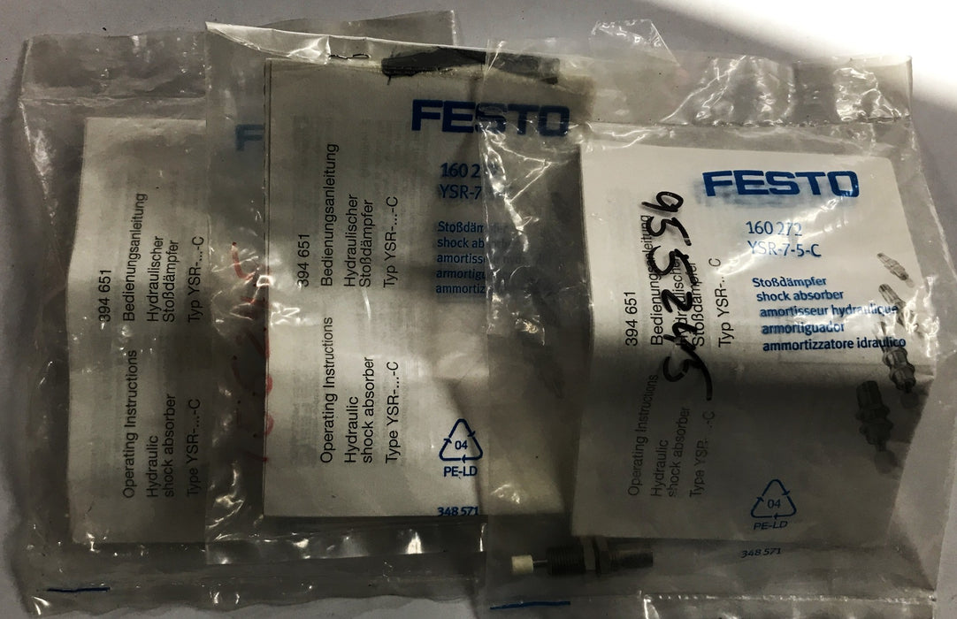 Festo Pneumatic Shock Absorber 160272-YSR-7-5-C [Lot of 3] NOS