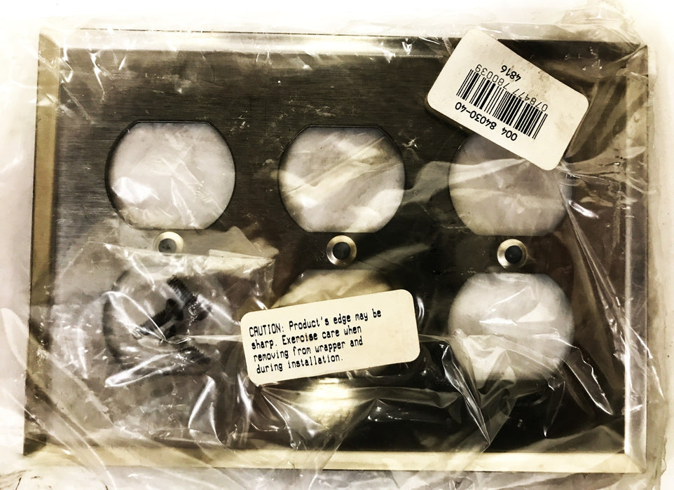 Leviton Stainless Steel 3-Gang 6-Hole Wall Plate 104-84030-40 [Lot of 6] NOS