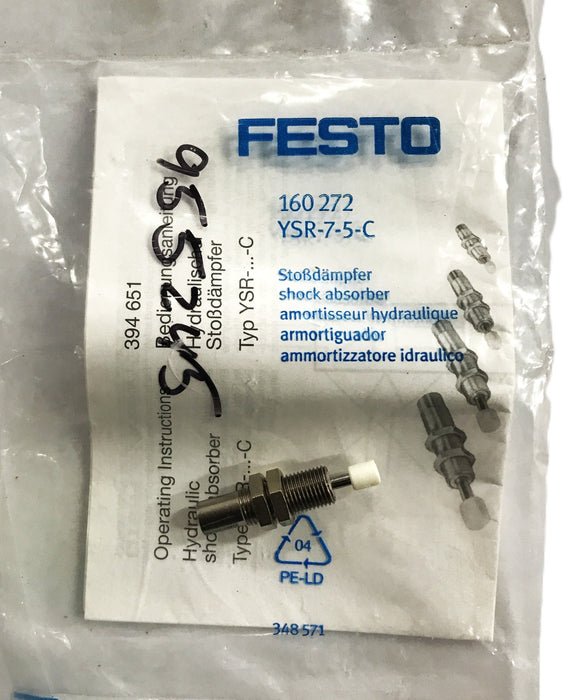 Festo Pneumatic Shock Absorber 160272-YSR-7-5-C [Lot of 3] NOS