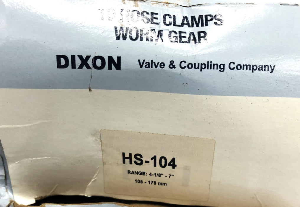 Dixon 4-1/8 to 7 Inch Worm Gear Clamp HS104 [Lot of 10] NOS