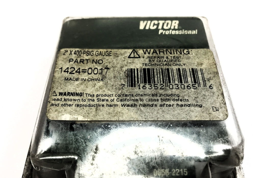 Victor 2" x 400 PSIG Air Pressure Gauge 1424=0017 NOS