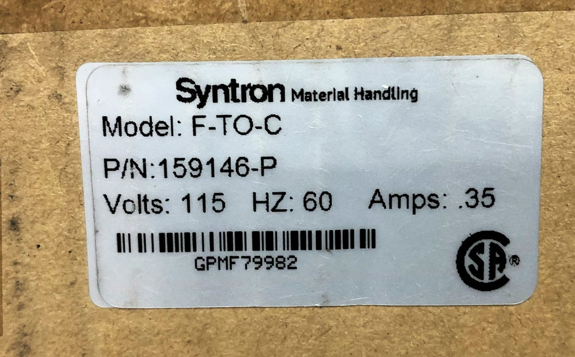 Syntron 115V 60Hz .35AMP F-T0-C Magnetic Feeder 159146-P USED