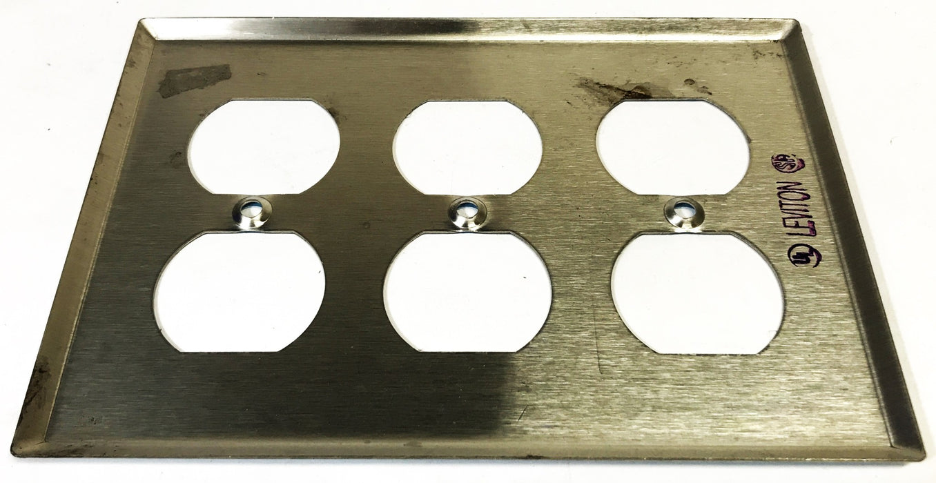 Leviton Stainless Steel 3-Gang 6-Hole Wall Plate 104-84030-40 [Lot of 7] NOS