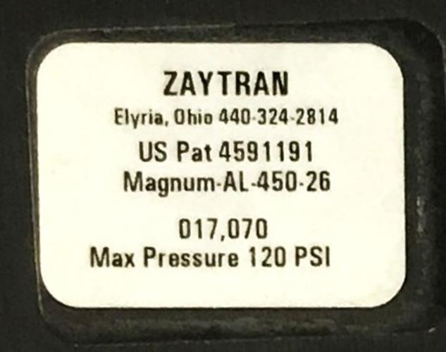 Zaytran 120PSI Pneumatic Gripper Magnum-AL-450-26 NOS