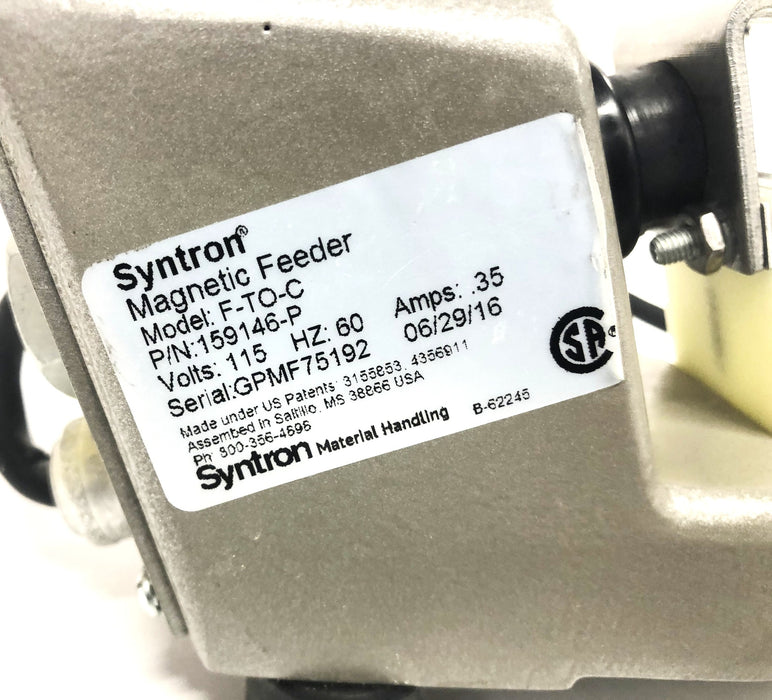 Syntron 115V 60Hz .35AMP F-T0-C Magnetic Feeder 159146-P USED