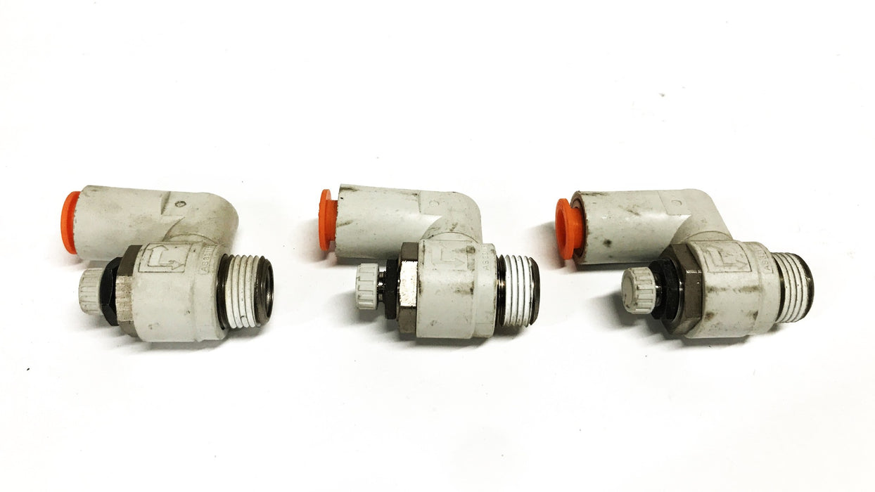 SMC 10mm x 3/8 BSPT Air Flow Control Valve AS3311F [Lot of 3] NOS