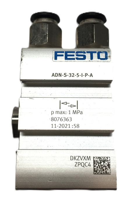Festo Compact Cylinder w/Push-to-Connect Fitting ADN-S-32-5-I-P-A (8076363) USED