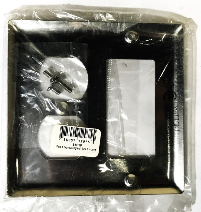 Pass & Seymour 2-Gang 3-Hole Stainless Steel Wall Plate SS826 [Lot of 6] NOS