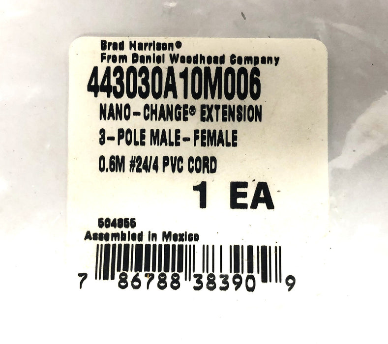 Woodhead 3 Pole Male-Female Nano-Change Extension Cord 443030A10M006 NOS