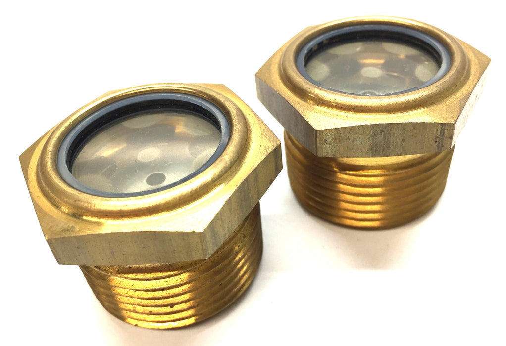 Unbranded Hex Head Brass 1-1/4" x 1" Sight Glass [Lot of 2] NOS