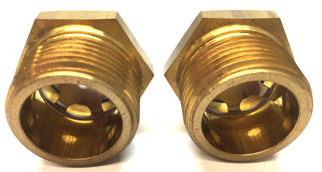 Unbranded Hex Head Brass 1-1/4" x 1" Sight Glass [Lot of 2] NOS