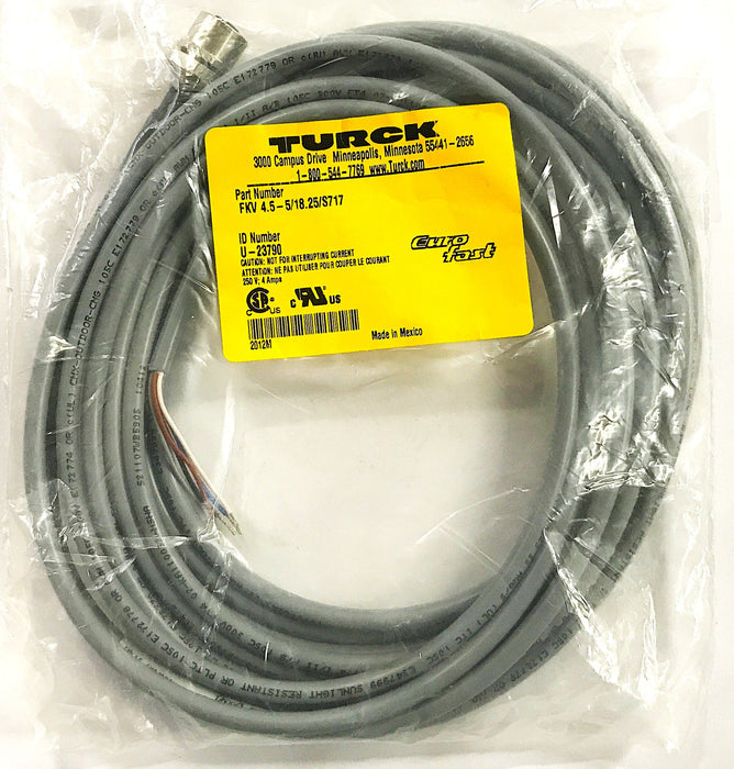 TURCK Euro Fast Plug-Receptacle Cable FKV4.5-5/18.25/S717 NOS
