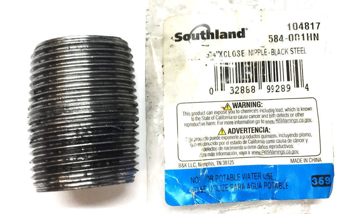 Southland 3/4" x Close Black Steel Nipple 584-001HN (104817) [Lot of 3] NOS