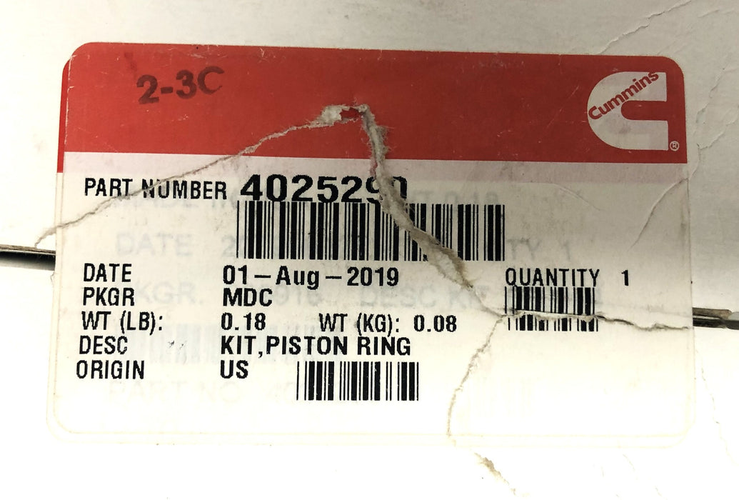 Cummins Piston Ring Kit 4025290 NOS