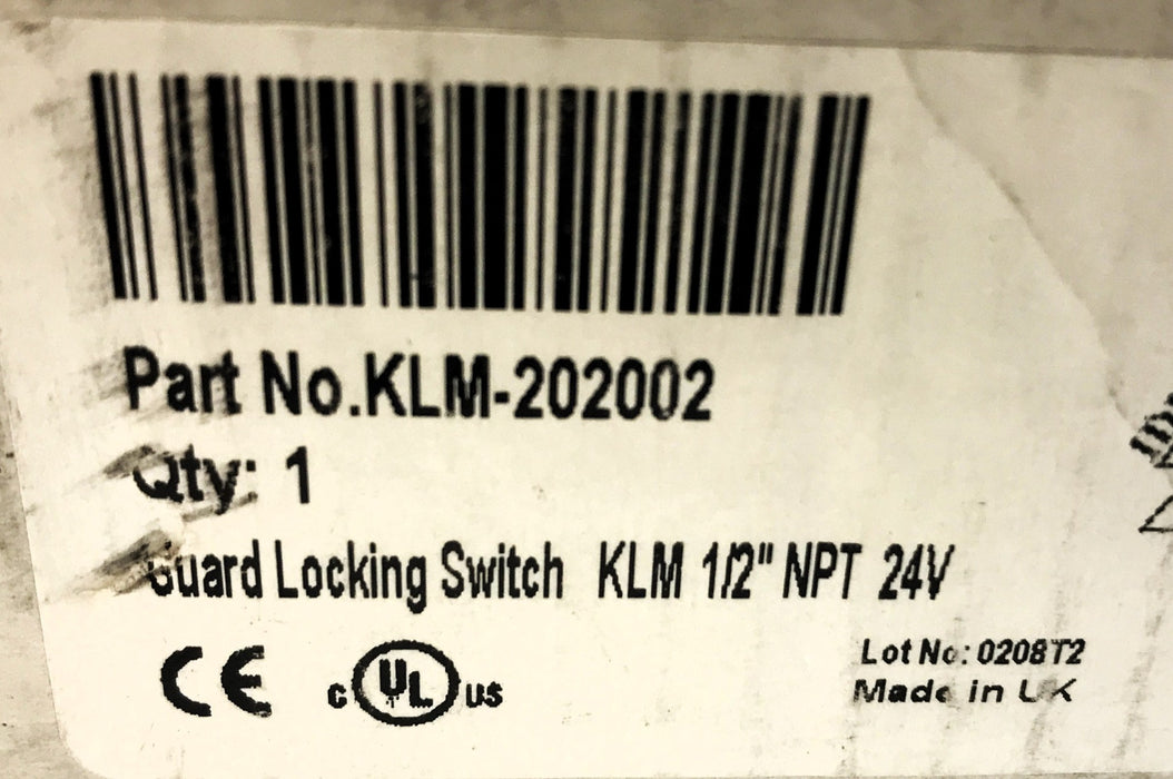 IDEM 1/2" NPT 24V Guard Locking Switch KLM-202002 NOS