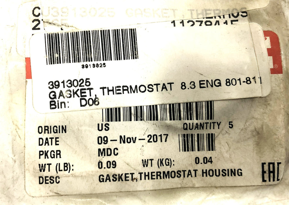 Cummins Thermostat Gasket 3913025 NOS