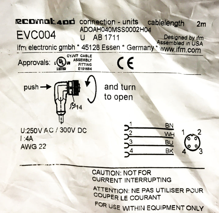 Ecomat 400 Connector Cable EVC004 [Lot of 3] NOS