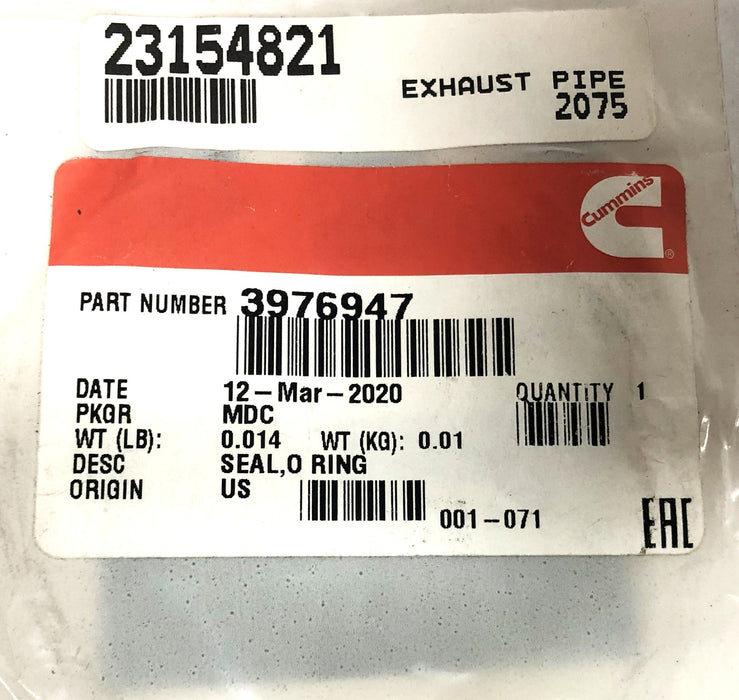 Cummins O-Ring Seal 3976947 NOS