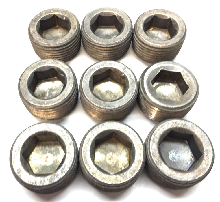 Unbranded 1" x 1/2" Solid Non-Magnetic Threaded Steel Hex Plug [Lot of 9] NOS