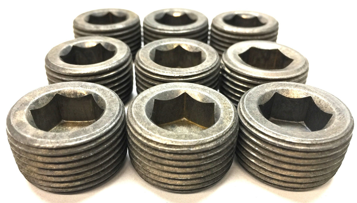 Unbranded 1" x 1/2" Solid Non-Magnetic Threaded Steel Hex Plug [Lot of 9] NOS