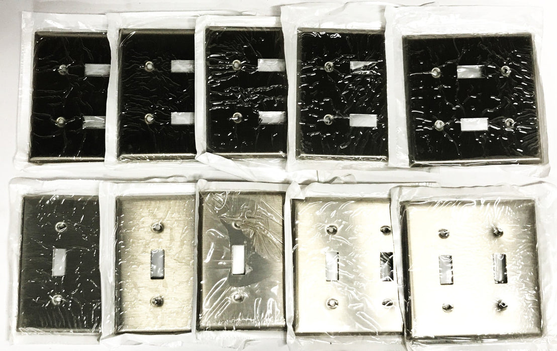 Leviton Stainless Steel 2-Gang 2-Switch Wall Plate 104-84009-40 [Lot of 10] NOS