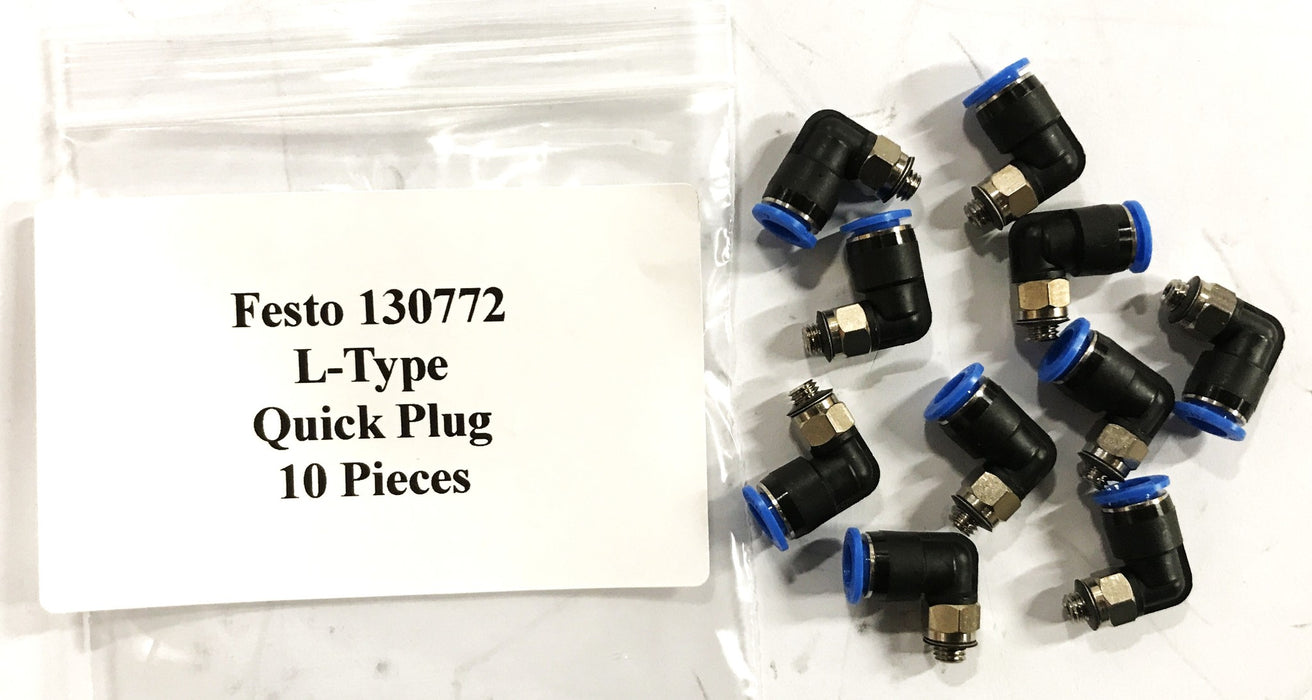 Festo L-Type Quick Plug Connector 130772 [Lot of 10] NOS