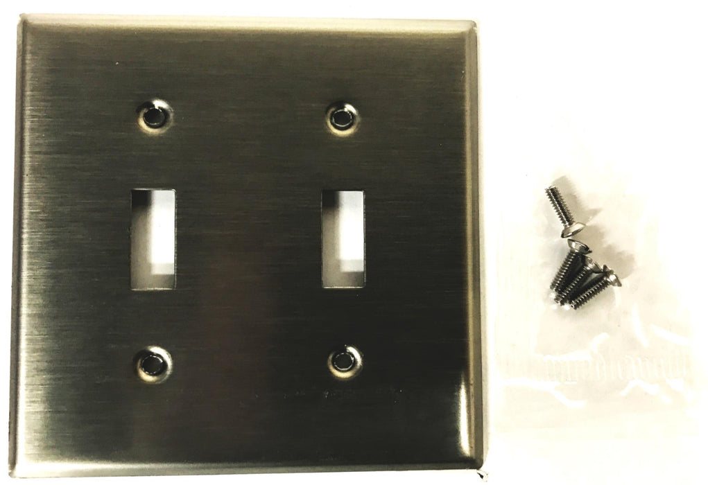 Leviton Stainless Steel 2-Gang 2-Switch Wall Plate 104-84009-40 [Lot of 10] NOS
