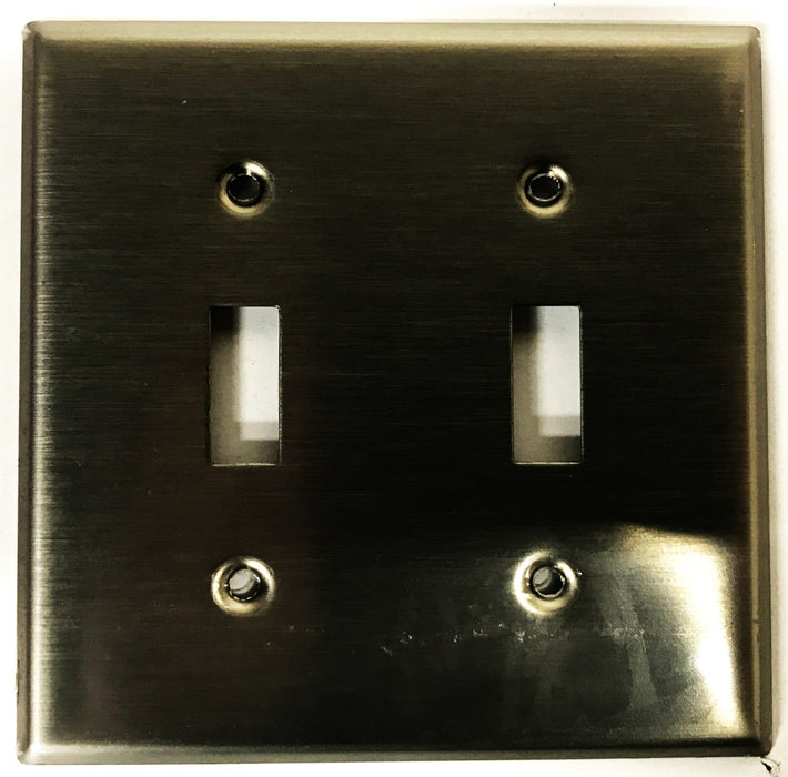 Leviton Stainless Steel 2-Gang 2-Switch Wall Plate 104-84009-40 [Lot of 10] NOS