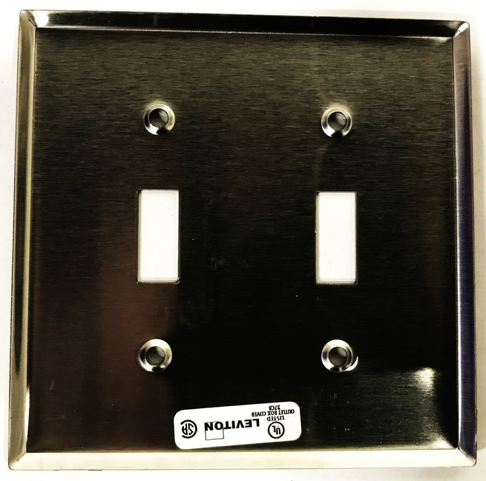 Leviton Stainless Steel 2-Gang 2-Switch Wall Plate 104-84009-40 [Lot of 10] NOS