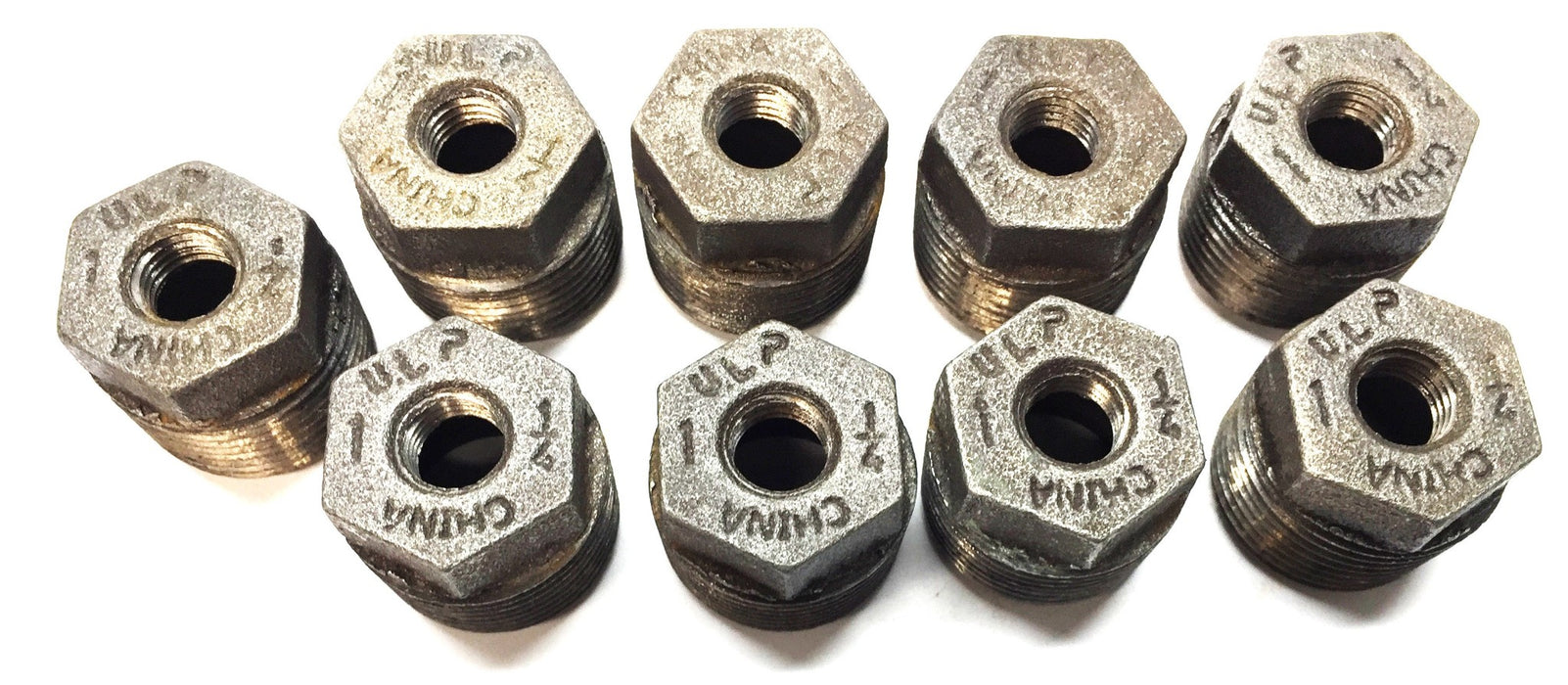 Unbranded 1-1/4" x 1" Iron Hex Bushing [Lot of 9] NOS