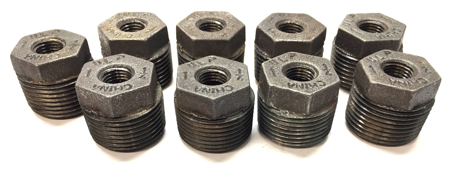 Unbranded 1-1/4" x 1" Iron Hex Bushing [Lot of 9] NOS