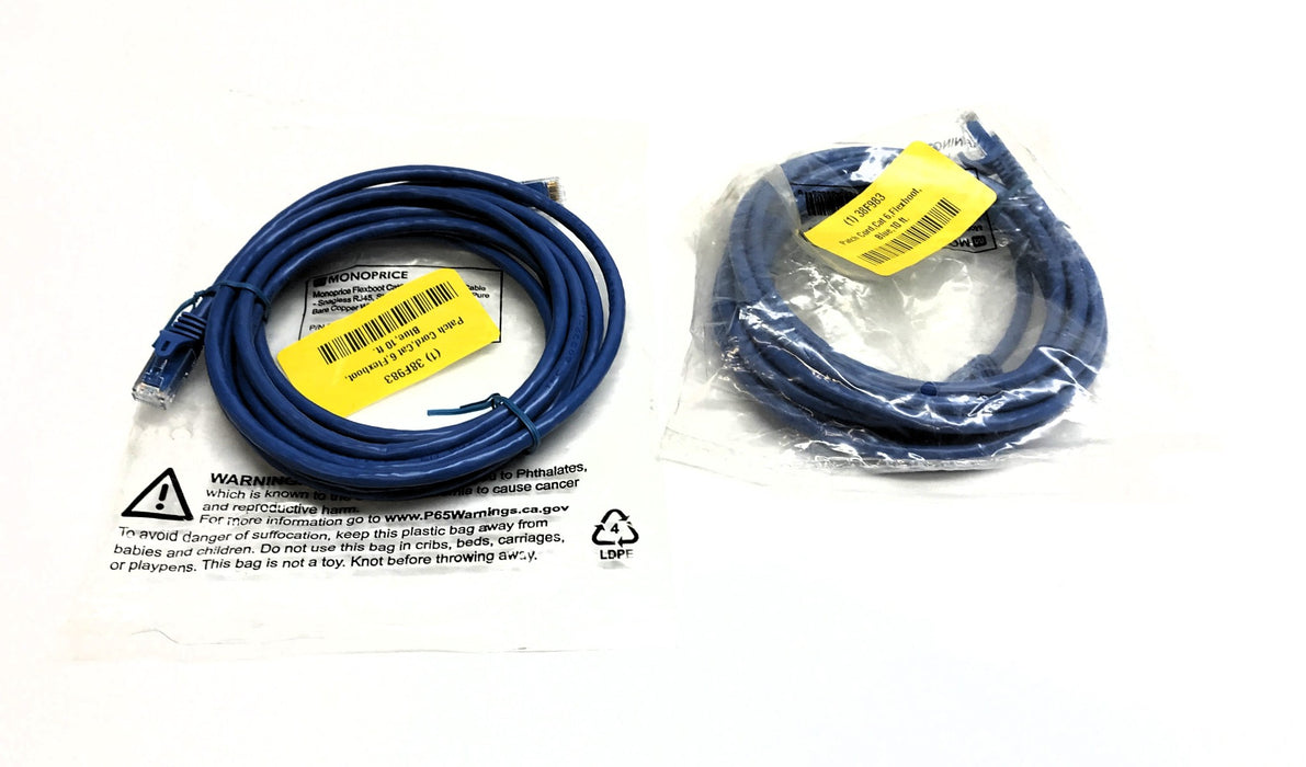Monoprice 10FT Blue Flexboot Cat Cable 38F983 [Lot of 2] NOS