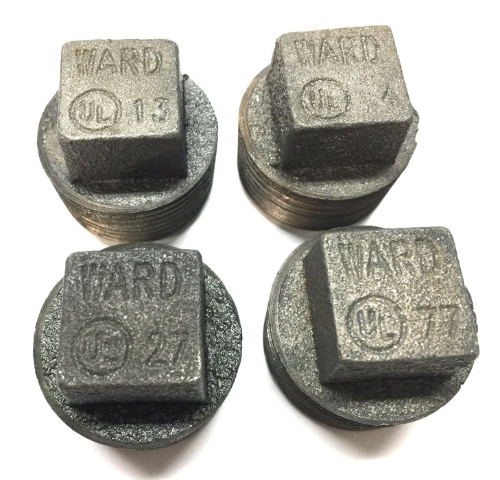Ward 1-1/4" Malleable Square Head Pipe Cap [Lot of 4] NOS