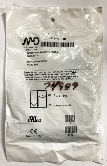 Automatic Direct Inductive Proximity Sensor VM1-A0-1B NOS