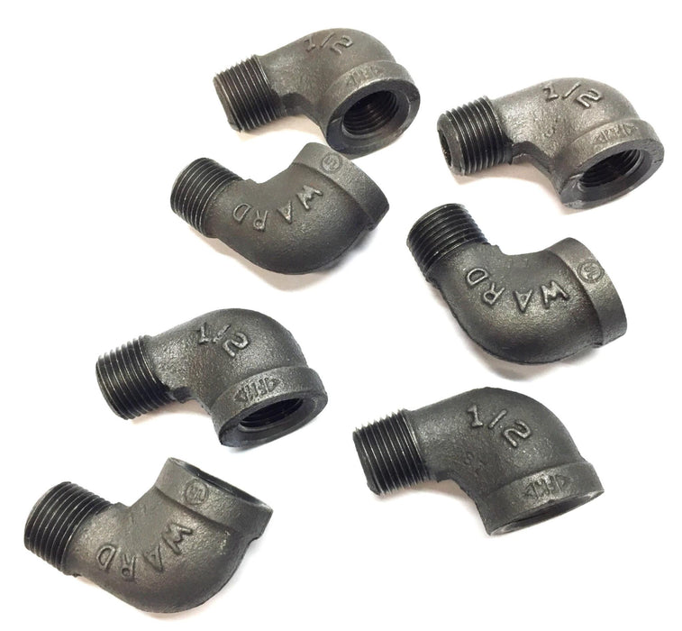 Ward Manufacturing 1/2" Black Pipe 90-Degree Elbow Pipe Fitting [Lot of 7] NOS