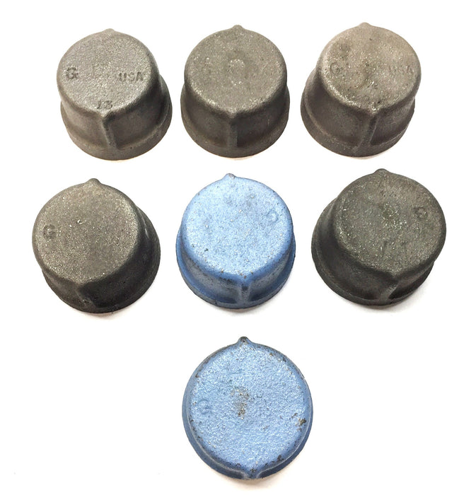 Unbranded 1-1/4" Malleable Iron Pipe Cap [Lot of 7] NOS