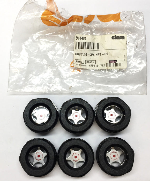 Elesa Oil Level Sight Glass HGFT.16-3/4 NPT-C9 914481 [Lot of 6] NOS