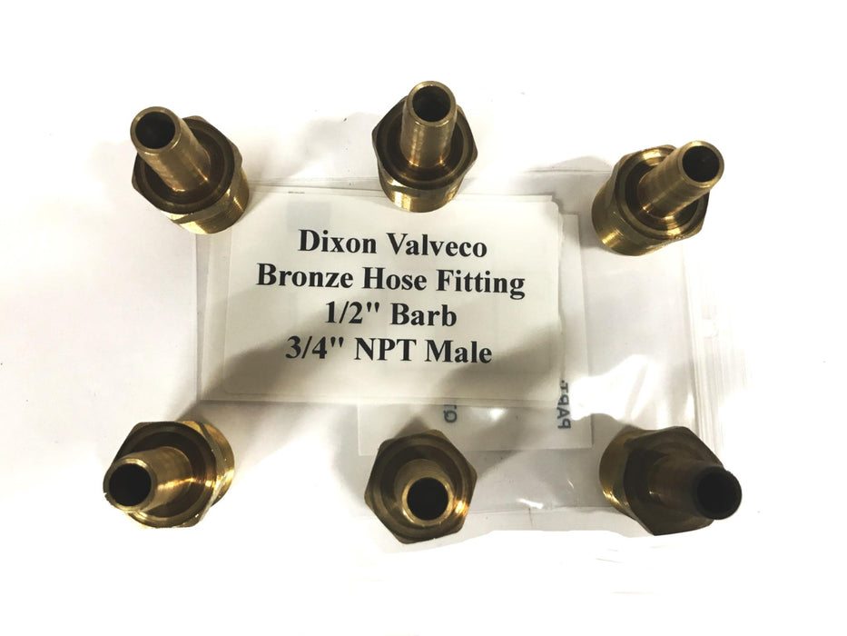 Dixon 1/2 inch Barb x 3/4 inch NPT Male Hose Fitting BN46 [Lot of 6] NOS