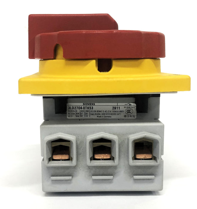 Siemens 2911 100A/590V 400V/37kW/AC-23A Disconnect Switch 3LD2704-0TK53 NOS