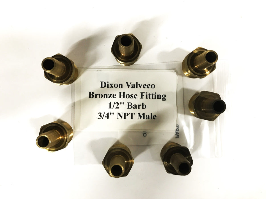 Dixon 1/2 inch Barb x 3/4 inch NPT Male Hose Fitting BN46 [Lot of 7] NOS