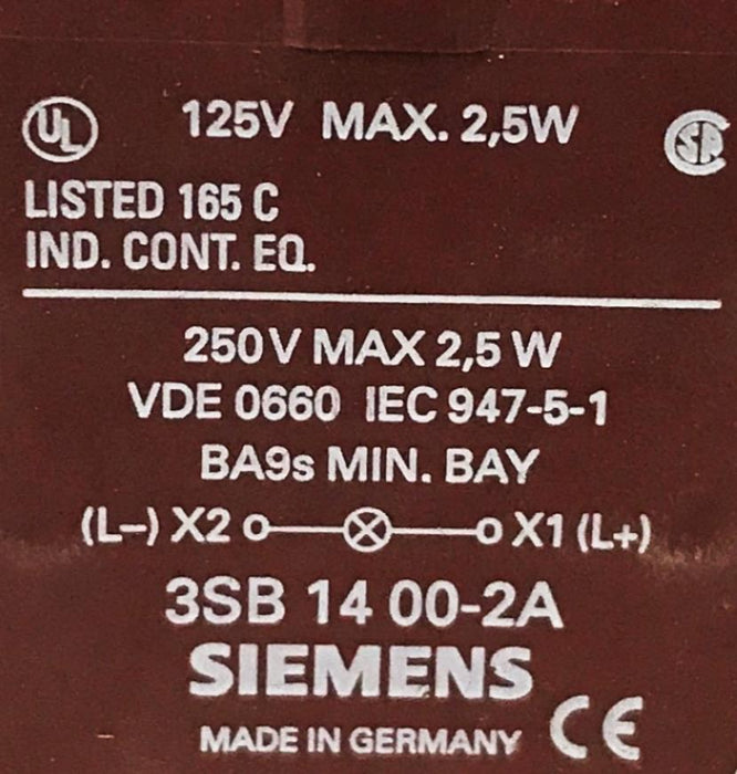 Siemens Switching Element 3SB1400-2A [Lot of 2] NOS