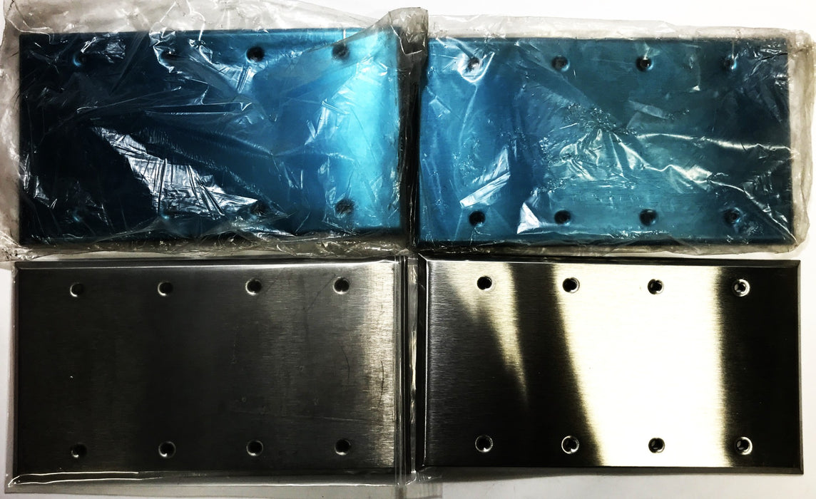 Pass & Seymour Stainless Steel 4-Gang Blank Wall Plate 84064-40 [Lot of 4] NOS