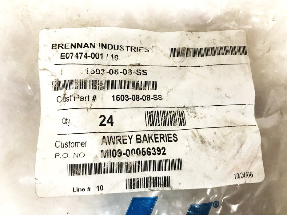 Brennan 1/2 inch Male 45 Degree Compression Fitting E7474-001 Lot of 3] NOS