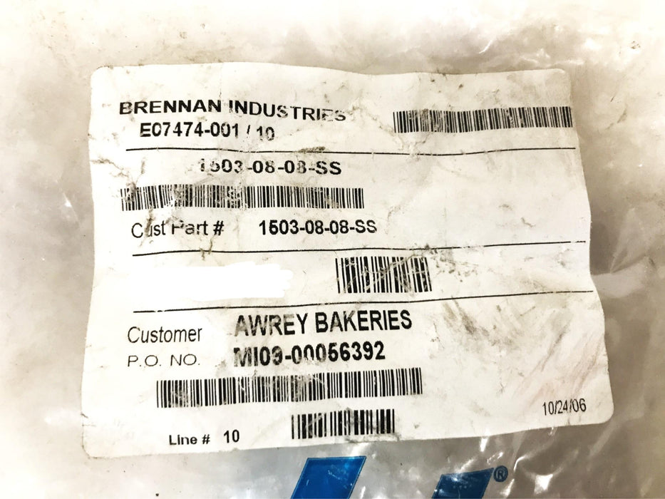 Brennan 1/2 Male to Female 45 Degree Compression Fitting E7474-001 Lot of 4] NOS