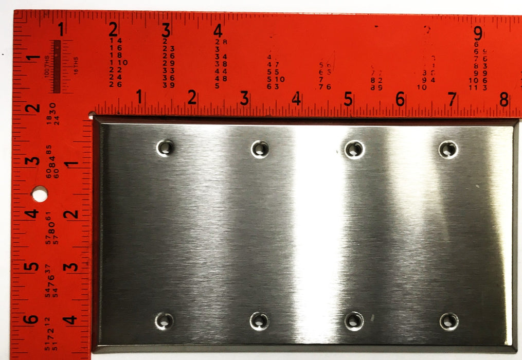 Pass & Seymour Stainless Steel 4-Gang Blank Wall Plate 84064-40 [Lot of 4] NOS